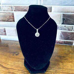 Certified 1ct. Moissanite Diamond Solitaire Round Halo Pendant Necklace